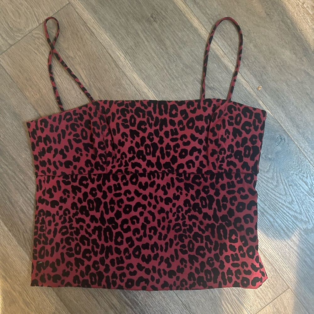 red GUESS cheetah top